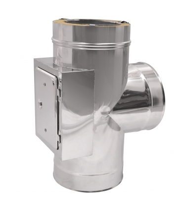 Té 90° avec porte de ramonage double paroi Té 90° avec porte de ramonage double paroi